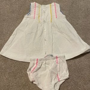 Sophie and Lucas 6 month baby girl Ric rac trim dress w/matching bloomers, euc